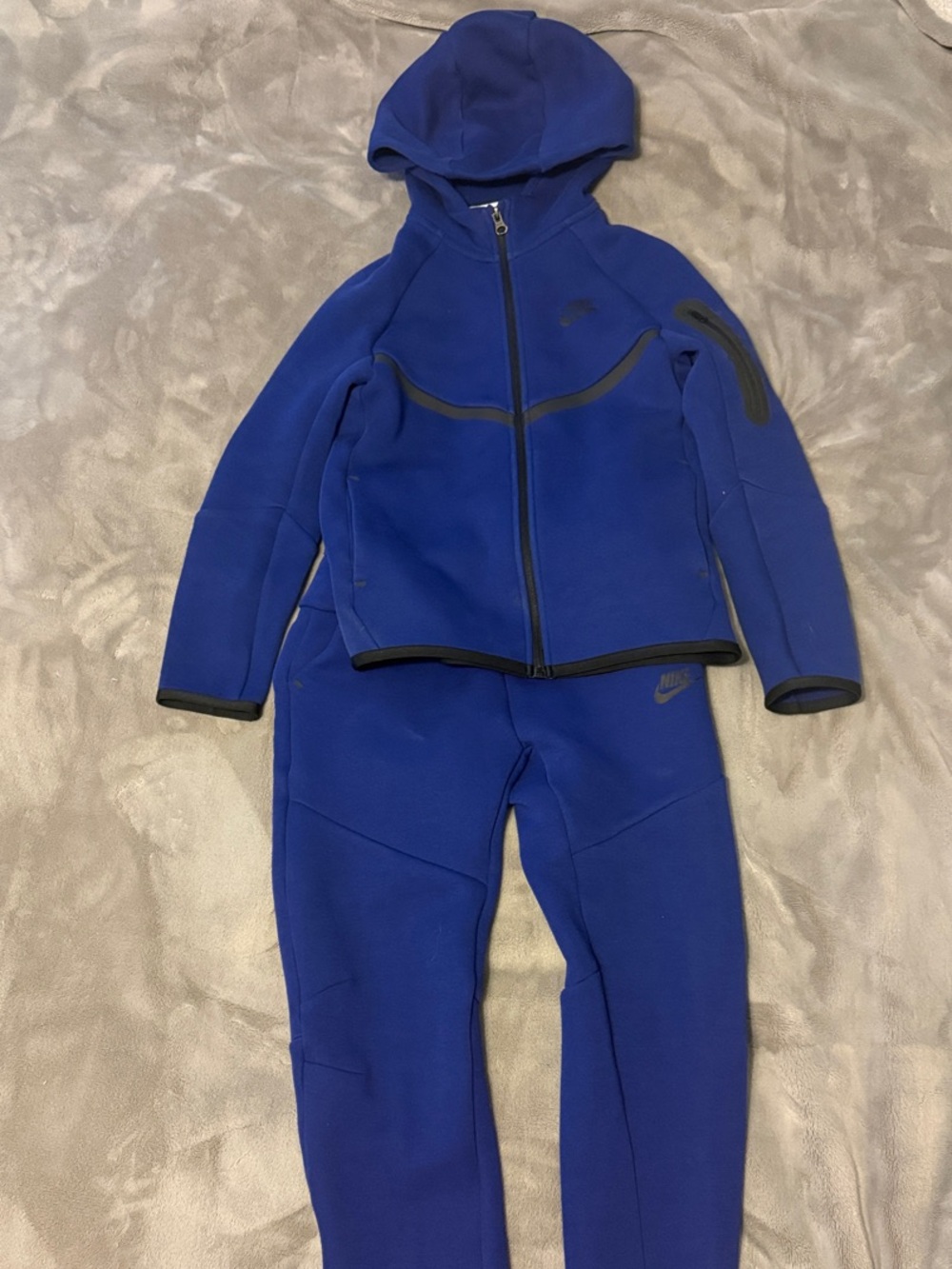 Youth Nike Tech Blue Hooded Zip-Up Sweatshirt & Joggers Set